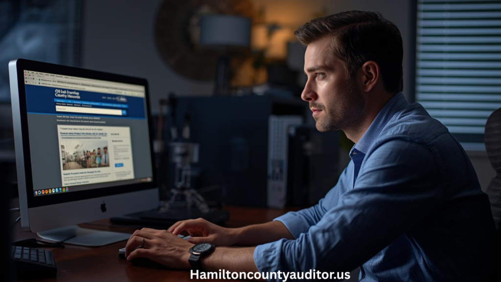 Searching Hamilton County jail inmate records online on computer,