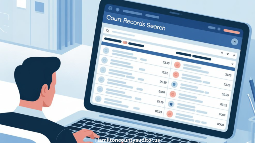 Online court case search system interface for Hamilton County records"