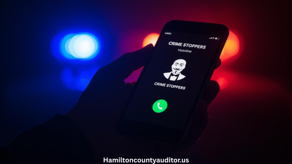 Citizen safely reporting information about wanted fugitives through anonymous Crime Stoppers tip line in Hamilton County"
