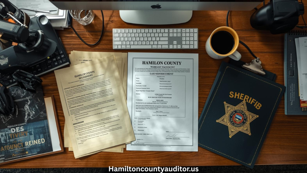 "Hamilton County Most Wanted quick reference infographic showing warrant information and reporting procedures