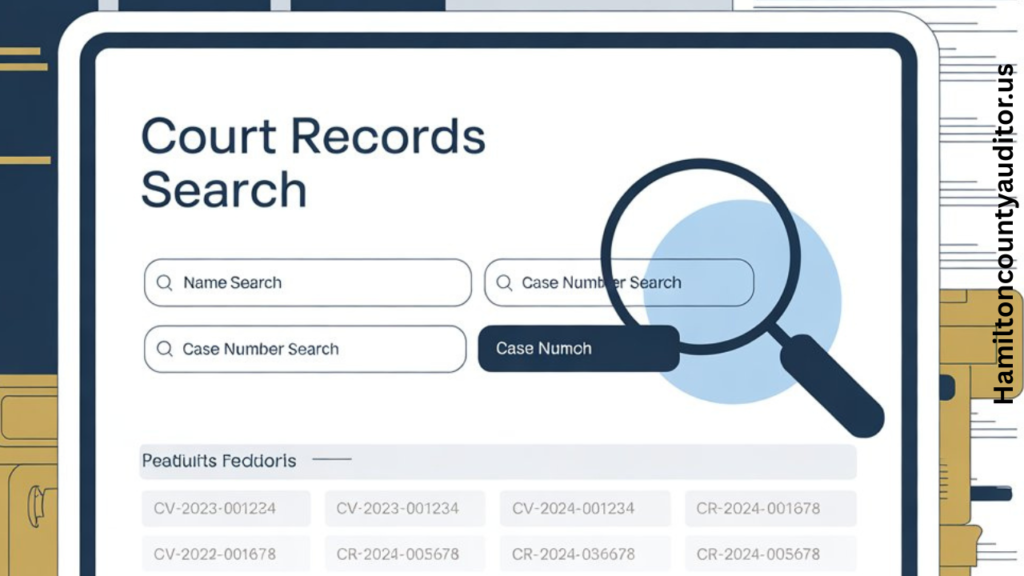 Online search interface for finding Hamilton County divorce records by name or case number